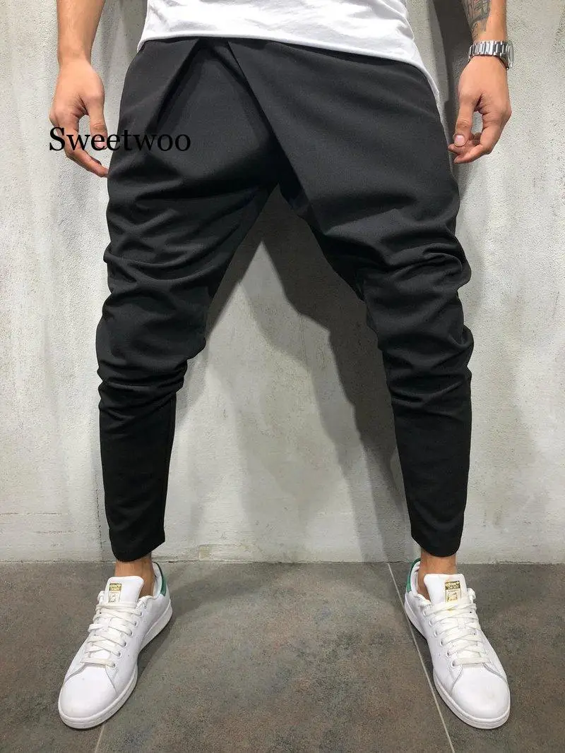 Мужские Асимметричные Брюки в стиле хип-хоп с завязками на лодыжках повседневные