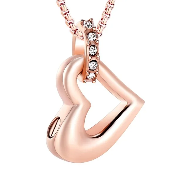 

With Crystal Bail Stainless Steel Heart Cremation Urn Jewelry For Ashes Keepsake Memorial Pendant Necklace
