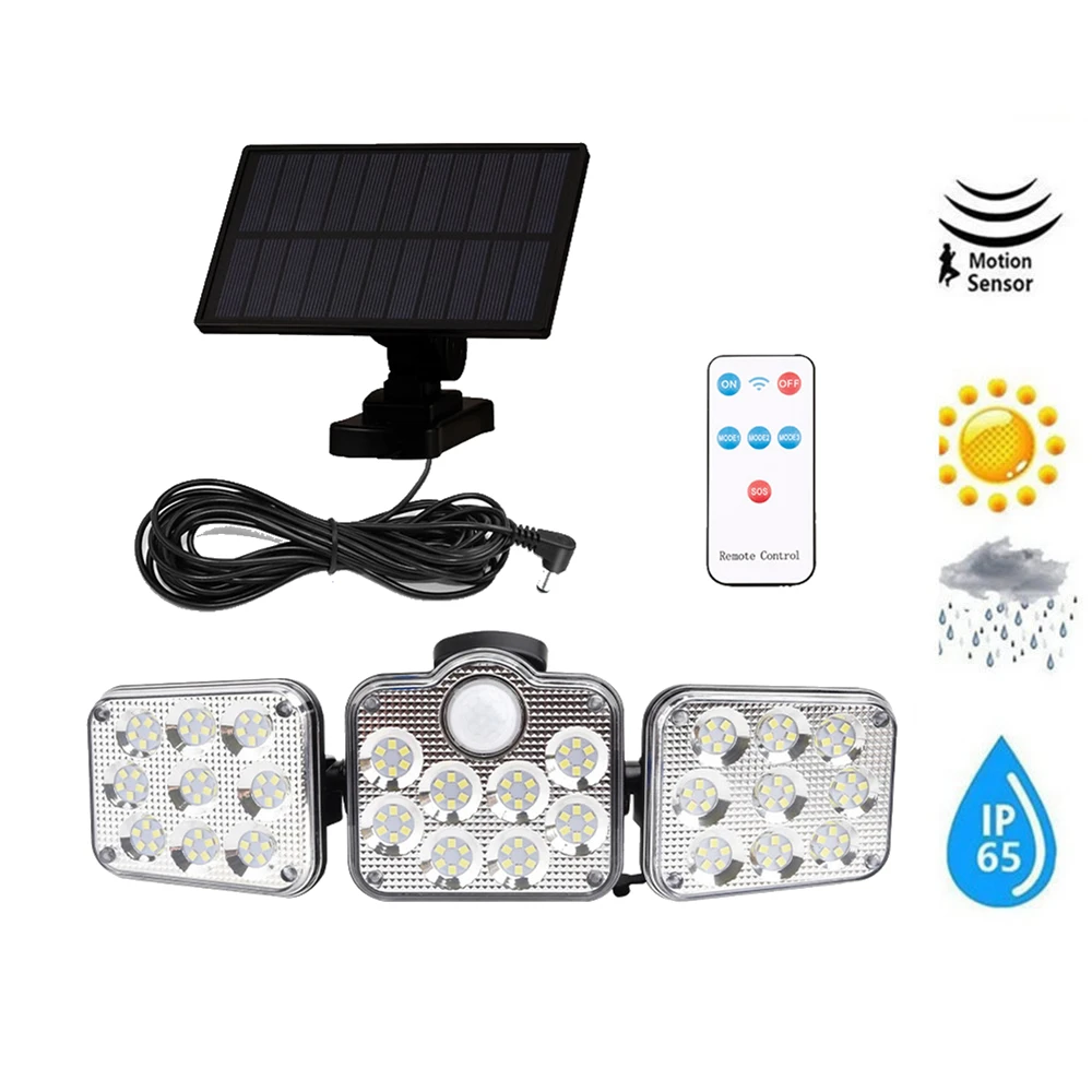 

138 led seperable remote Solar Light Outdoor Solar Lamp Waterproof PIR Motion Sensor Street wall Light Garden Decor remote cable