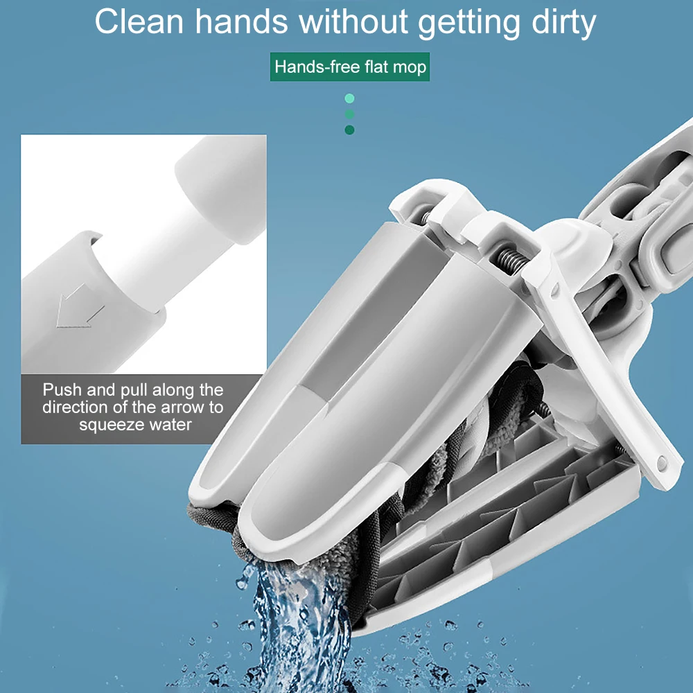 

Mop Hand Free Washing Flat Mop Manual Extrusion Floor Easy Wringing Microfiber Replacement Pad Cleaning Tool X-Type Flat Mop