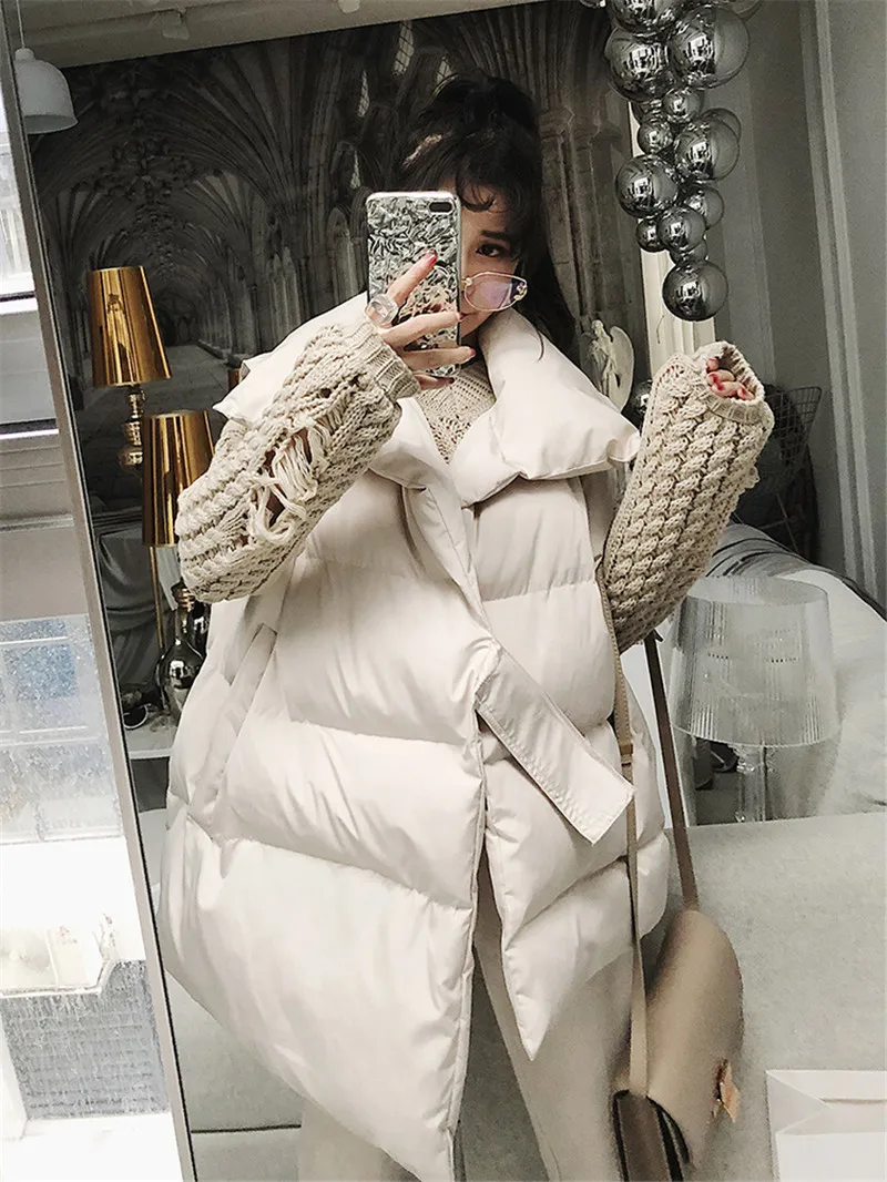 Женский зимний жилет Новая Модная парка пуховое пальто без рукавов