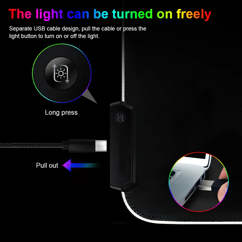 RGB-коврик для мыши со светодиодной подсветкой 80 см | Компьютеры и офис