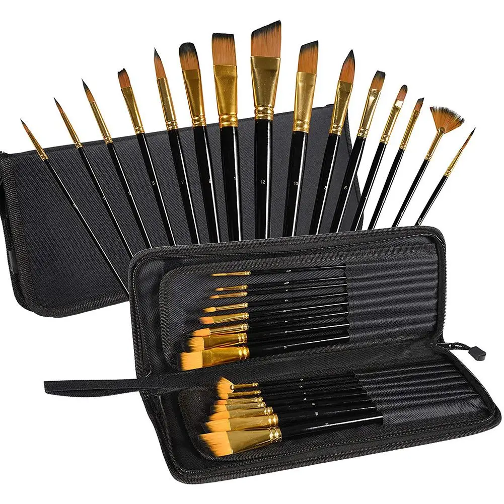 15 шт. набор кистей для рисования художника кисть масляной живописи с всплывающим