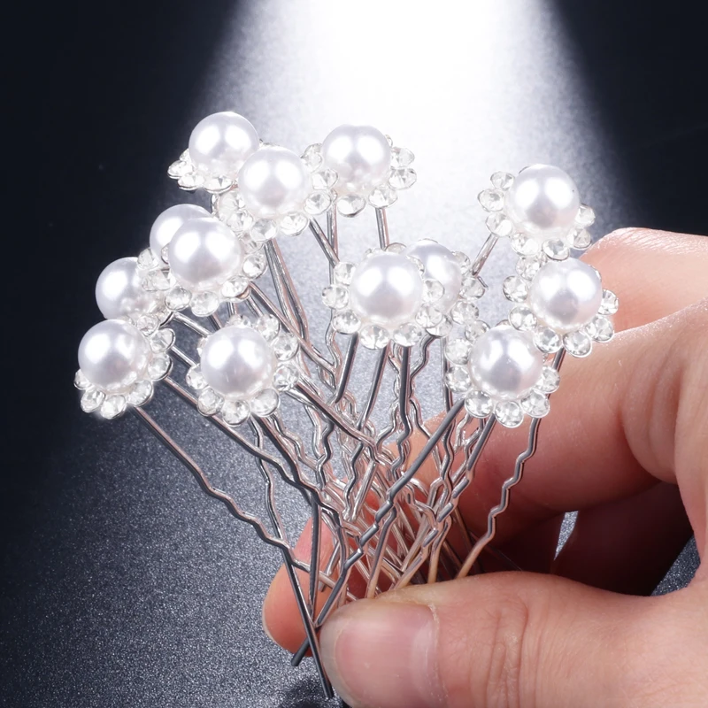 

10pcs/lot Hot Fashion Wedding Hairpins Hair Clip For Women Bridal Crystal Pearl Flower Hair Pin Girl Love Hair Jewelry 2019