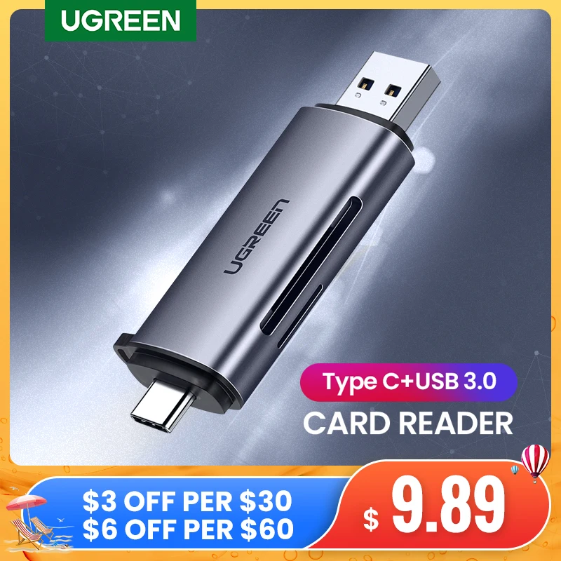 UGREEN устройство для чтения карт USB 3 0 Тип C SD карта Micro TF адаптер портативных ПК
