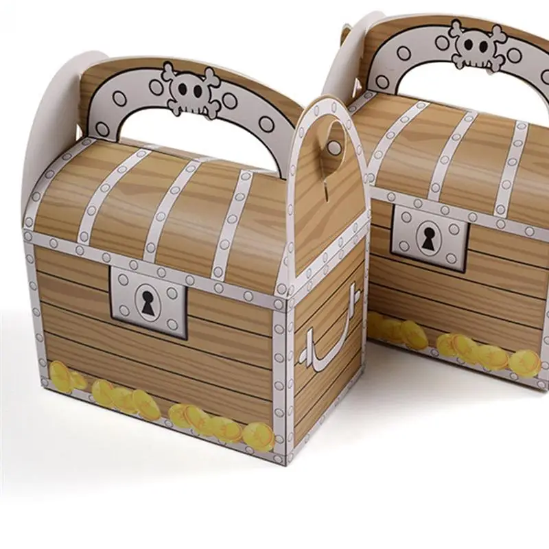 24 шт./12 шт. портативный пират сундук с сокровищами винтажный деревянный узор