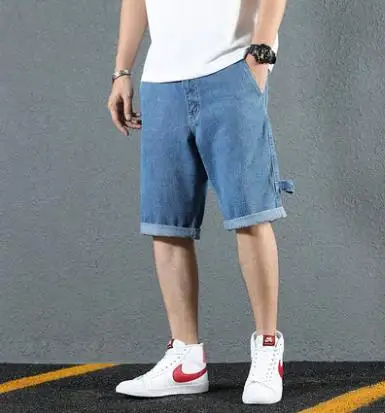 Летние мужские винтажные джинсовые шорты размера плюс для мужчин с несколькими