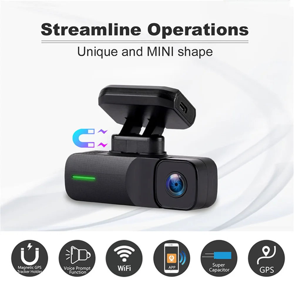 

FHD 1080P WIFI Car Dash Cam Camera Magnetic Bracket GPS Driving Recorder TYPEC Interface,3D G-Sensor,Loop Recording,night Vision