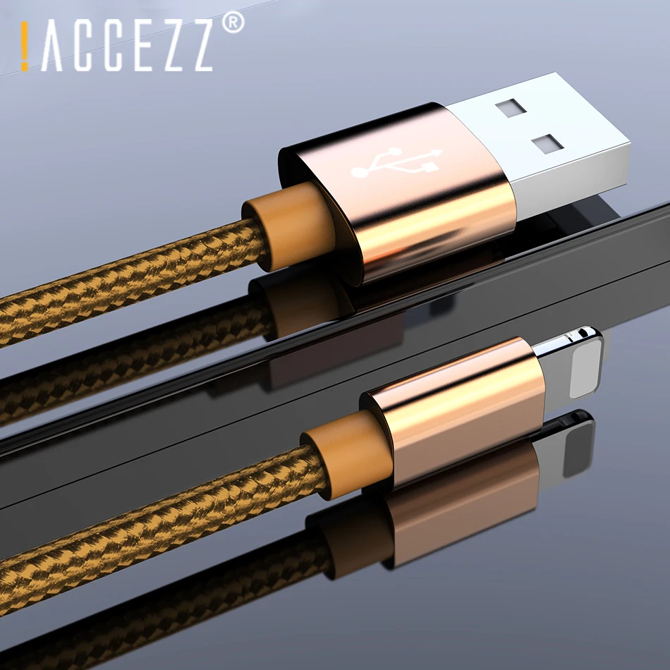 ACCEZZ нейлоновый USB кабель для зарядного устройства 2A для iPhone XR XS Max 7 8 6 6S 5S Ipad Mini Lighting кабель для быстрой зарядки мобильных телефонов
