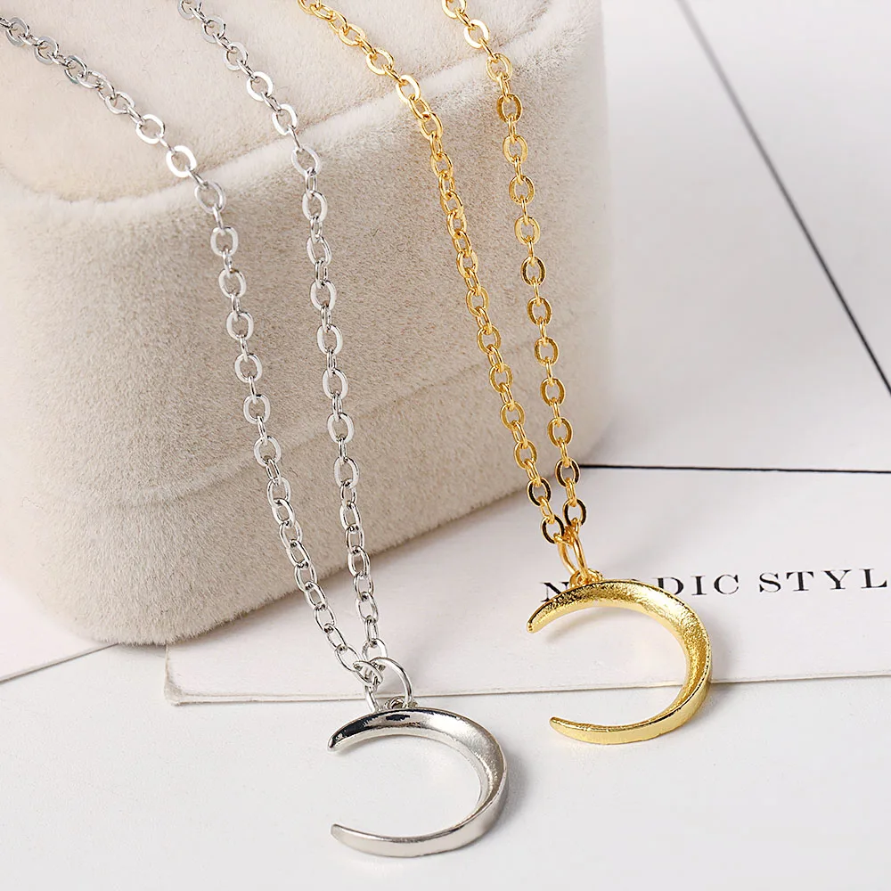 

Gold Silver Color Moon Pendant Necklaces Chain Choker Necklaces Jewelry for Women Fashion Jewelry Gift