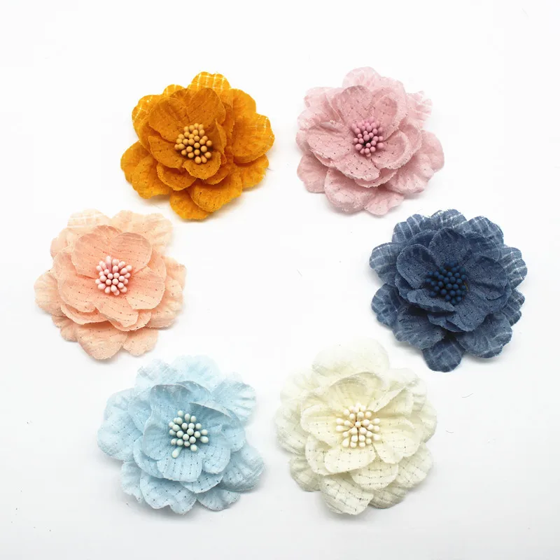 

10PCS Beauty Chiffon Artificial Hair Flowers Blossom with Matches for Bouquet Wedding Party Craft Home DIY Decoration