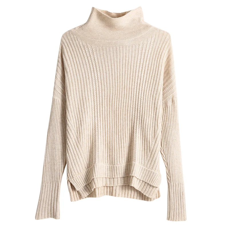 

2019 Autumn And Winter New Cashmere Wool High Collar Sweater Thick Pullover Lazy Loose Sweater Woman Knitting Primewarm Pullover