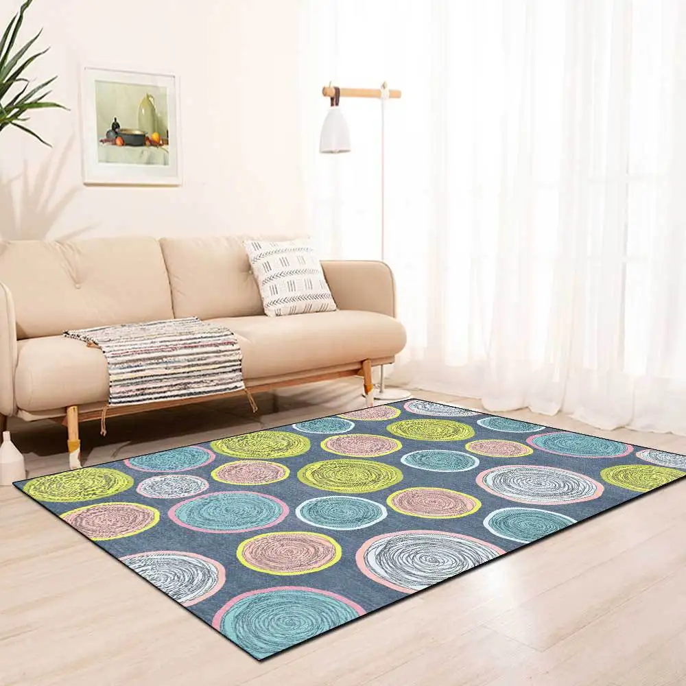 Коврик в скандинавском стиле серый синий желтый Мультяшные круглые коврики для