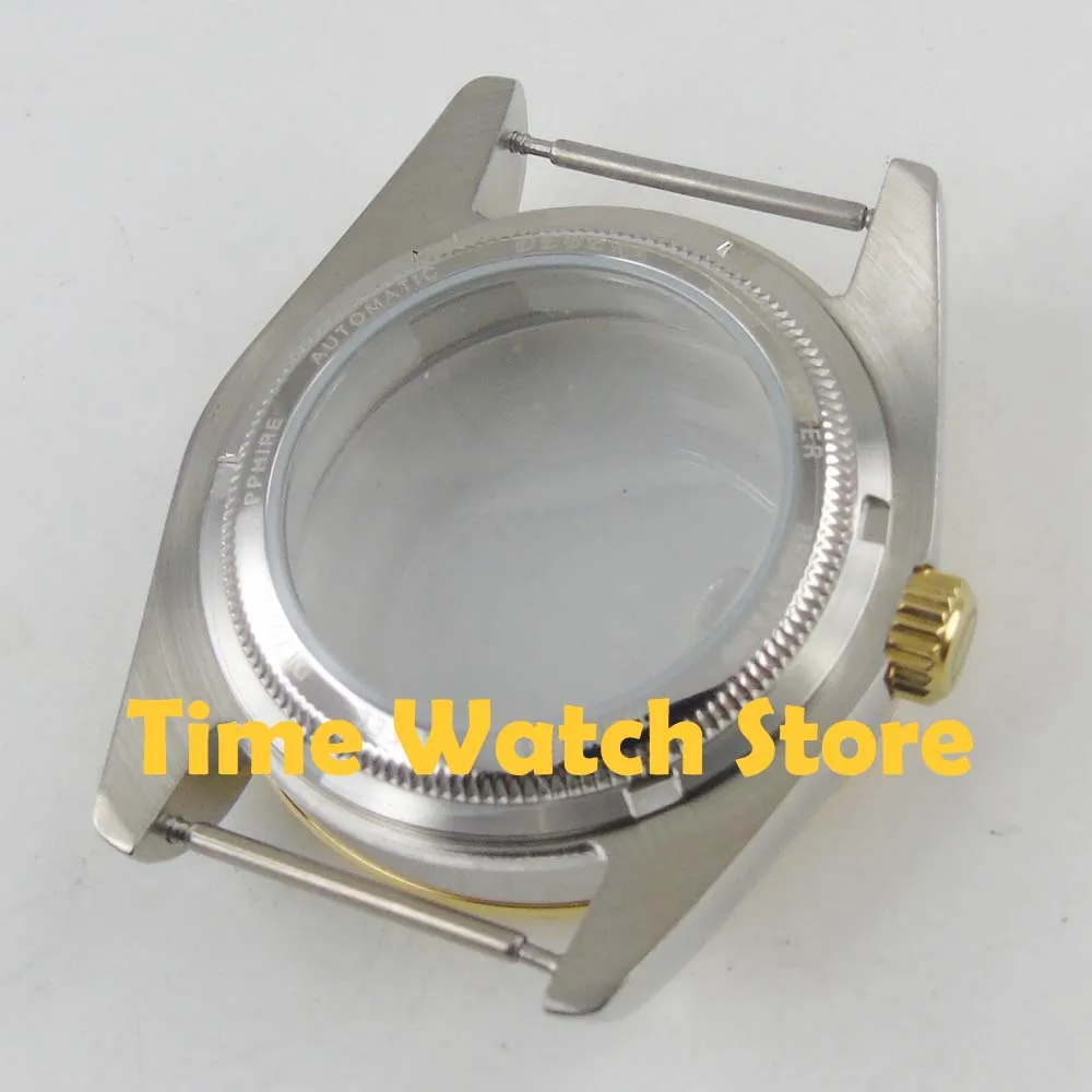 Чехол для часов из водонепроницаемого сапфирового стекла 36 мм с лупой и золотым