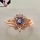 Набор Колец OMHXZJ из розового золота 18 карат, европейский модный изящный подарок женщине, девушке, на день рождения, свадьбу, с блестящим цирконием класса ААА, оптовая продажа RR1654