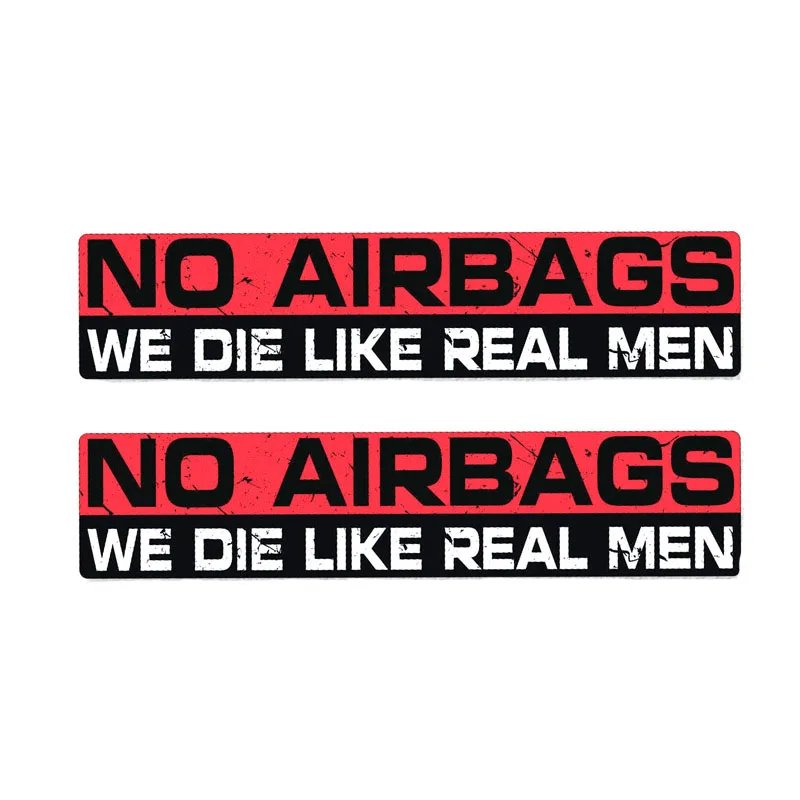 

Volkrays 2 X Personality Car Sticker Warning No Airbags We Die Like Real Men Accessories Reflective Sunscreen PVC Decal,3cm*19cm