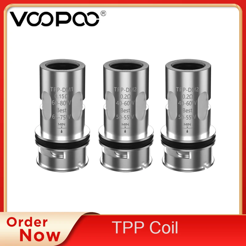

3PCS/Pack Voopoo TPP Coil TPP-DM1 Coil 0.15ohm TPP-DM2 Coil 0.2ohm Head TPP for E Cigarette Drag 3 Drag X Plus Pod Vape Kit