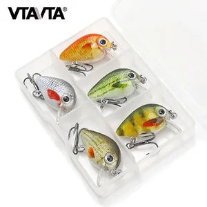 VTAVTA Mini Crank Bait 5 шт. плавающие воблеры для рыболовной приманки набор воблеров искусственная приманка 1,5 г поддельная рыба жесткие приманки Minnow