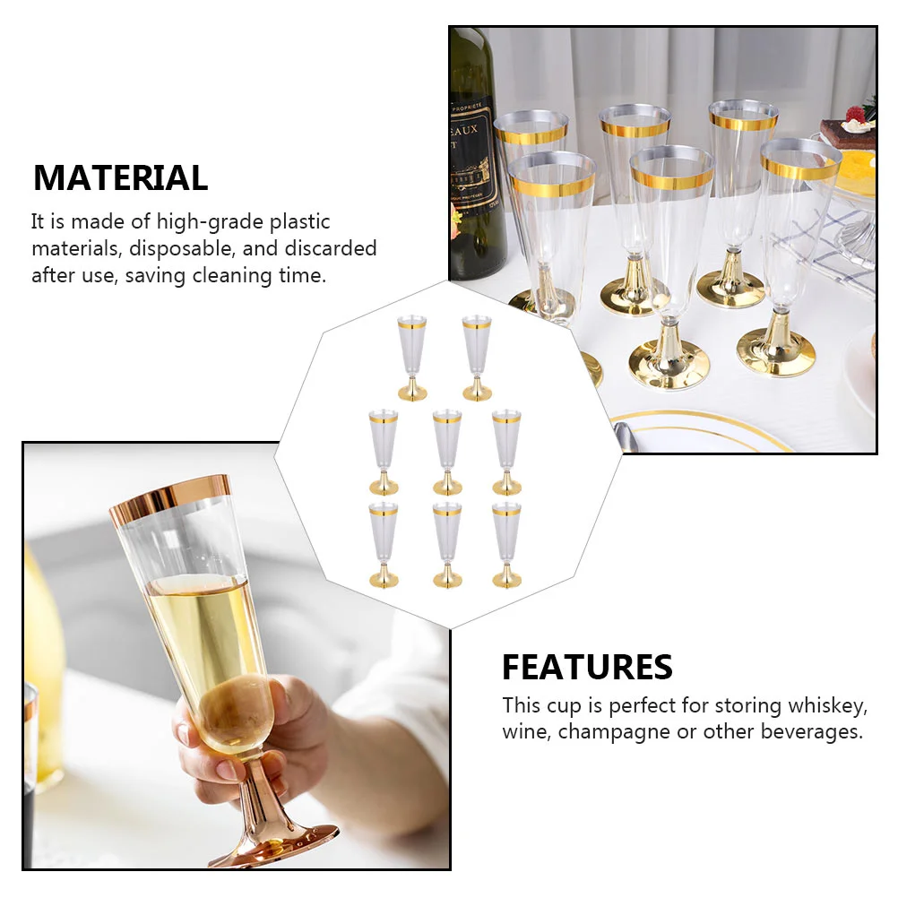 Одноразовые коктейльные чашки 8 шт. бронзирующие пластиковые для шампанского
