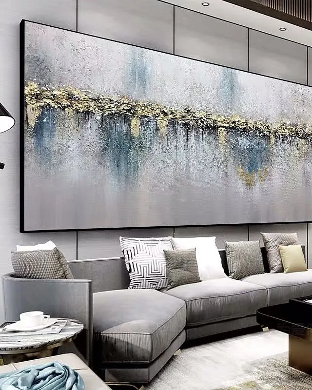 

Large Size Hand Painted Oil Painting On Canvas Gold Grey Texture Modern Home Decor Abstract Wall Art Picture For Living Room