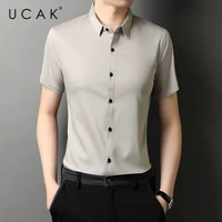 ucak brand summer comfortable solid color shirts men clothing new fashion style streetwear casual soft shirt clothes homme u6218