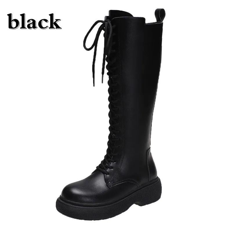 2021Winter Shoes For Women Platform Martin Boots Autumn Fashion Thick Bottom Slim Fit With  Mid -Calf  Lady Botas De Mujer