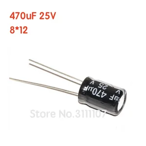 20 шт.лот 470 мкФ 25V 8*12 Алюминиевый электролитический конденсатор 8*12 электролитический конденсатор 25v 470 мкФ