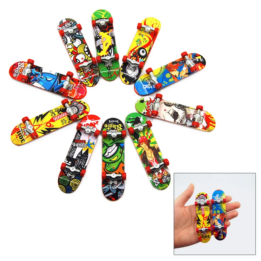 

12pcs Mini Skateboard Deck Truck Finger Board Park Boy Kid Children Gift (Random Color)