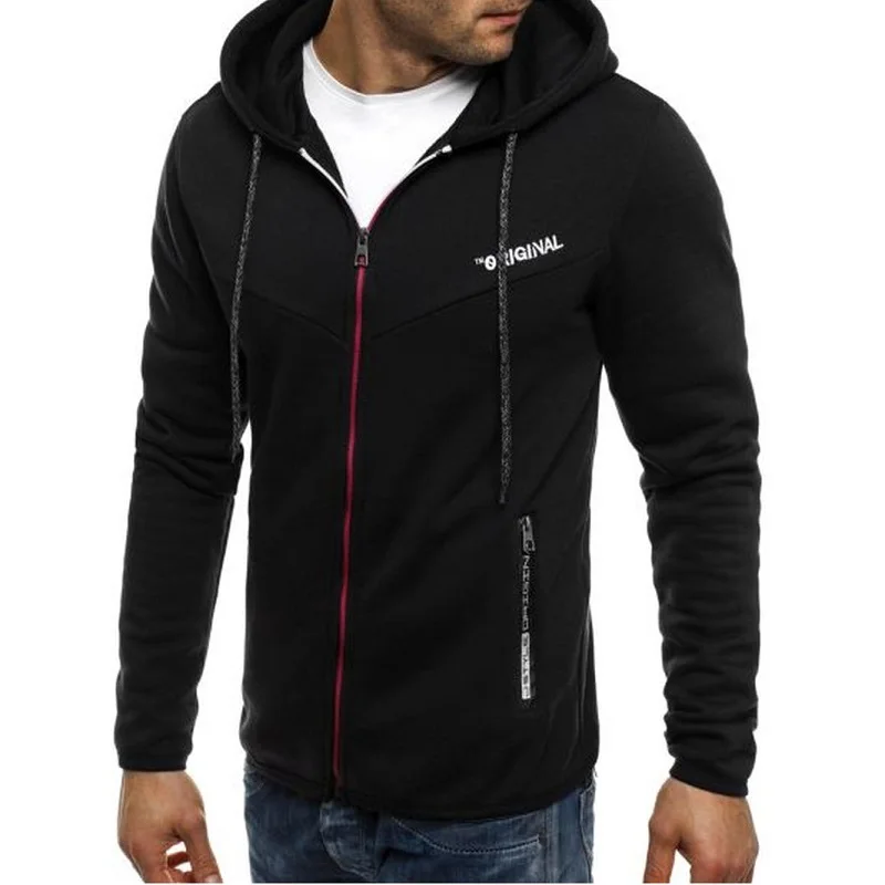

ZOGAA Plus Size Men Hoodies Jacket Autumn Drawstring Zipper Hooded Sweatshirt Casual Male Solid Slim Pocket Hoodies Coat Outwear