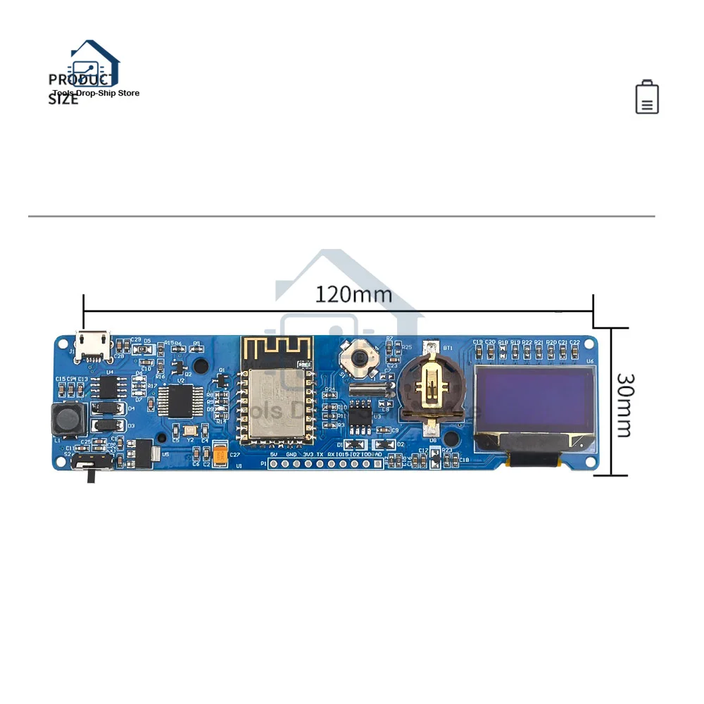 

ESP8266 clock module LC-ESP-CLOCK-18650 ESP8266 clock module 8266 clock development board 18650 battery powered(Without Battery)