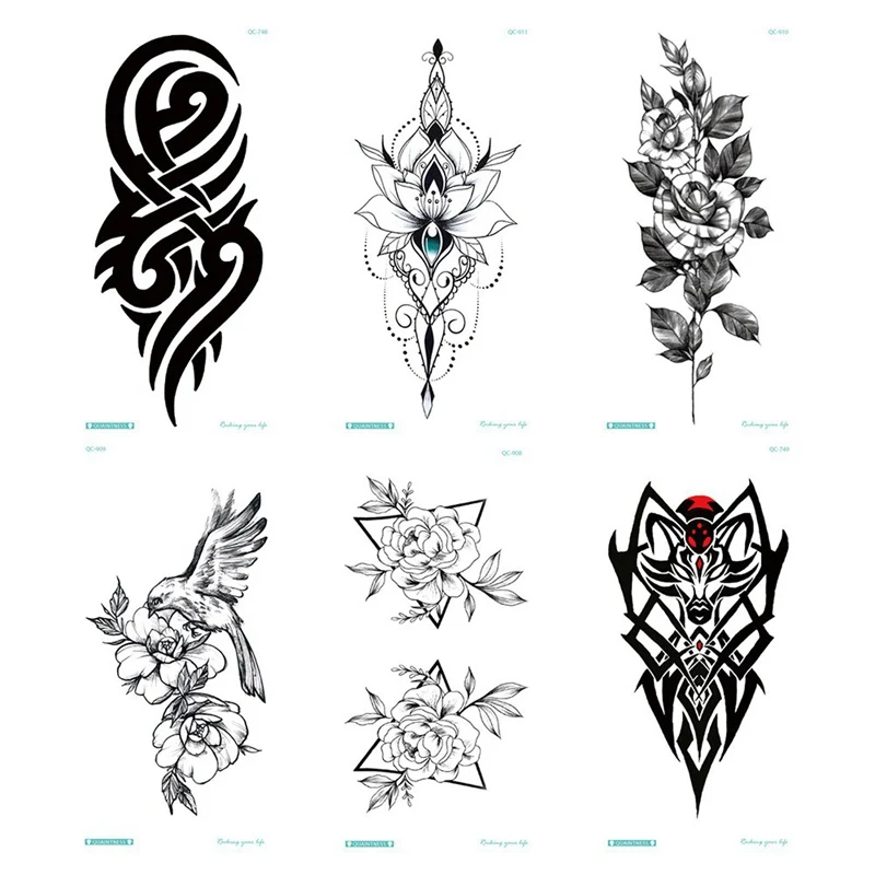 1 шт. женские цветы Бабочка Временные татуировки треугольная переводная вода