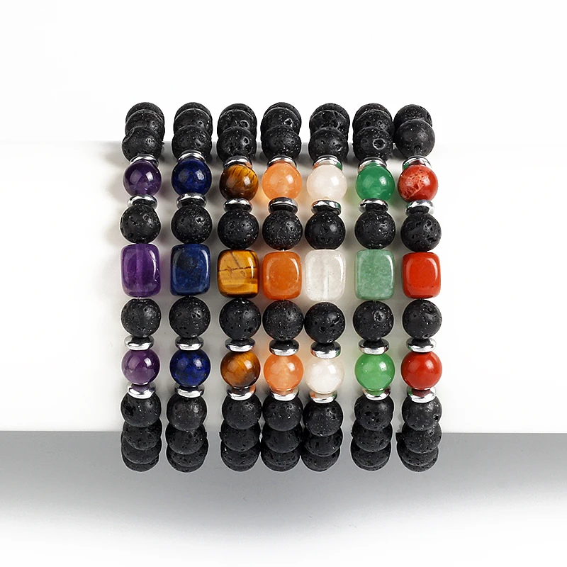 

Fashion Lava 7 Chakra Bracelets Men Oil Diffuser Bangles Yoga Balance Bead Buddha Prayer Bracelet Natural Stone Jewelry pulseira