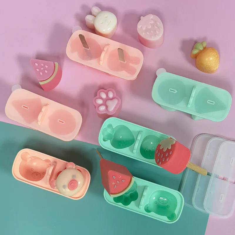 

Силиконовые формы в форме фруктов для детского питания, контейнер для хранения, товары для выпечки, форма для медведя, кролика, шоколада, льд...