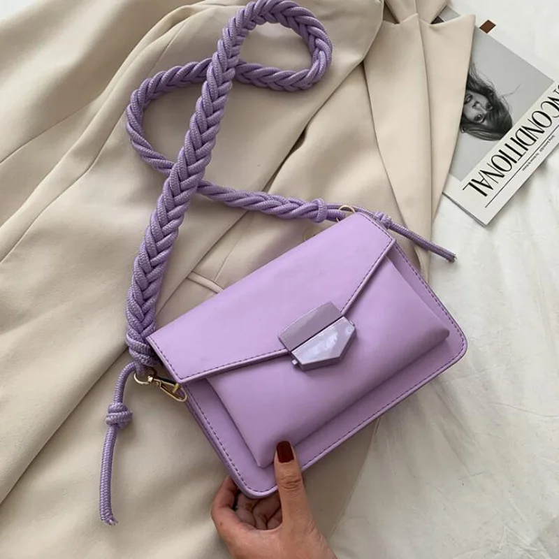 

2020 Designer Braided Strap Crossbody Bags Fashion Brand Lady Handbag Female Messenger Shoulder Bag Small Flap Women Bag