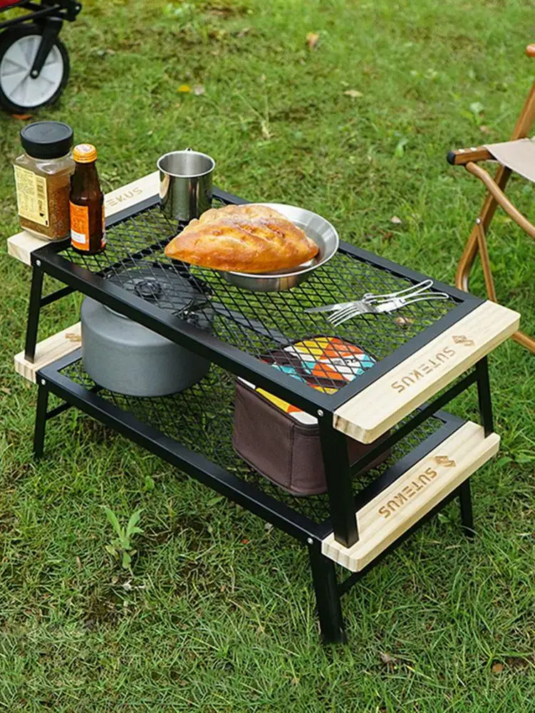 

Picnic Iron Table Outdoor Camping Grill BBQ Foldable Mini Table Barbecue Tours Tableware Desk Furniture Multifunctional Desks