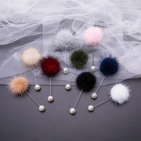 funny funky 5pcs brooches real raccoon fur breastpin for cloths pearl pins for frok gown decoration gift womensbrooches
