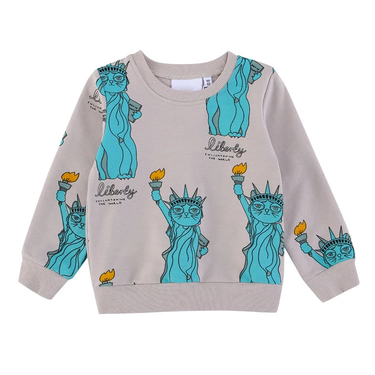 liberty cat top Комплект одежды для детей; коллекция года; сезон осень-зима; свитер для мальчиков и девочек; штаны; детский хлопковый топ с изображением животных; футболка; леггинсы; детская одежда - Цвет: liberty cat top