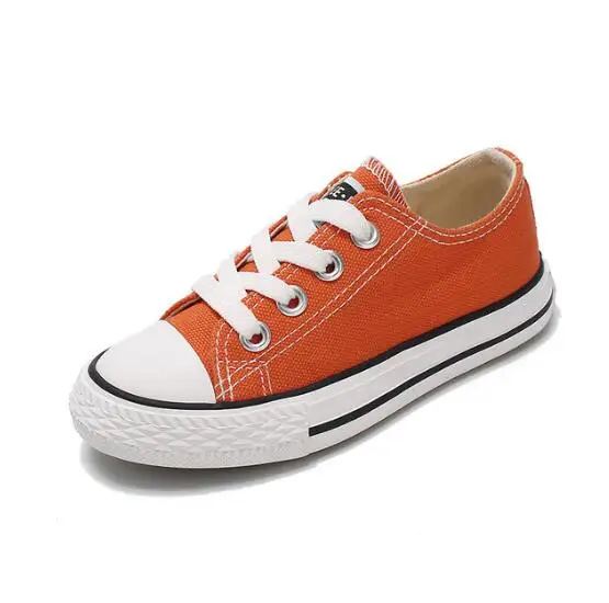 Orange Классическая Студенческая обувь; нескользящая обувь на плоской подошве; детская обувь; детские кроссовки для мальчиков; парусиновые туфли для мальчиков и девочек - Цвет: Orange