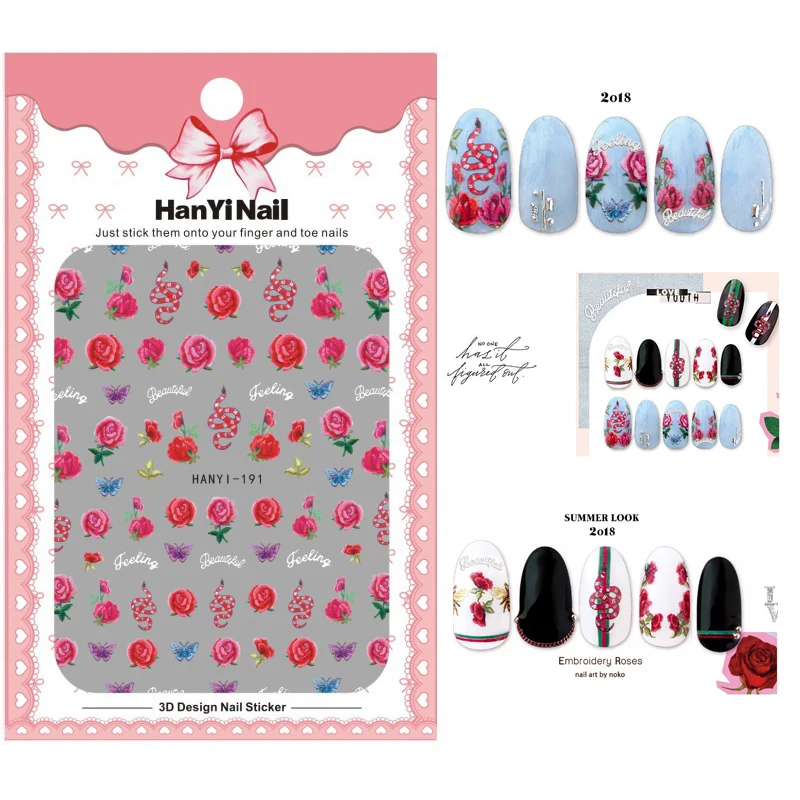 3D наклейки для ногтей с цветами прозрачные Луной самостоятельного маникюра