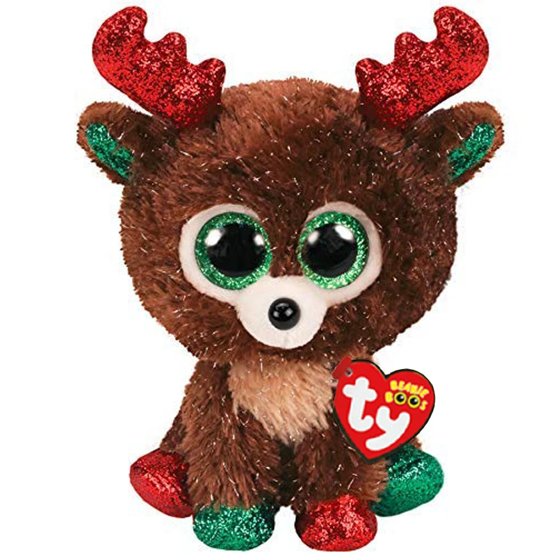 Ty Fudge the Christmas плюшевый олень Doll Toys 15cm|Мягкие игрушки животные| |