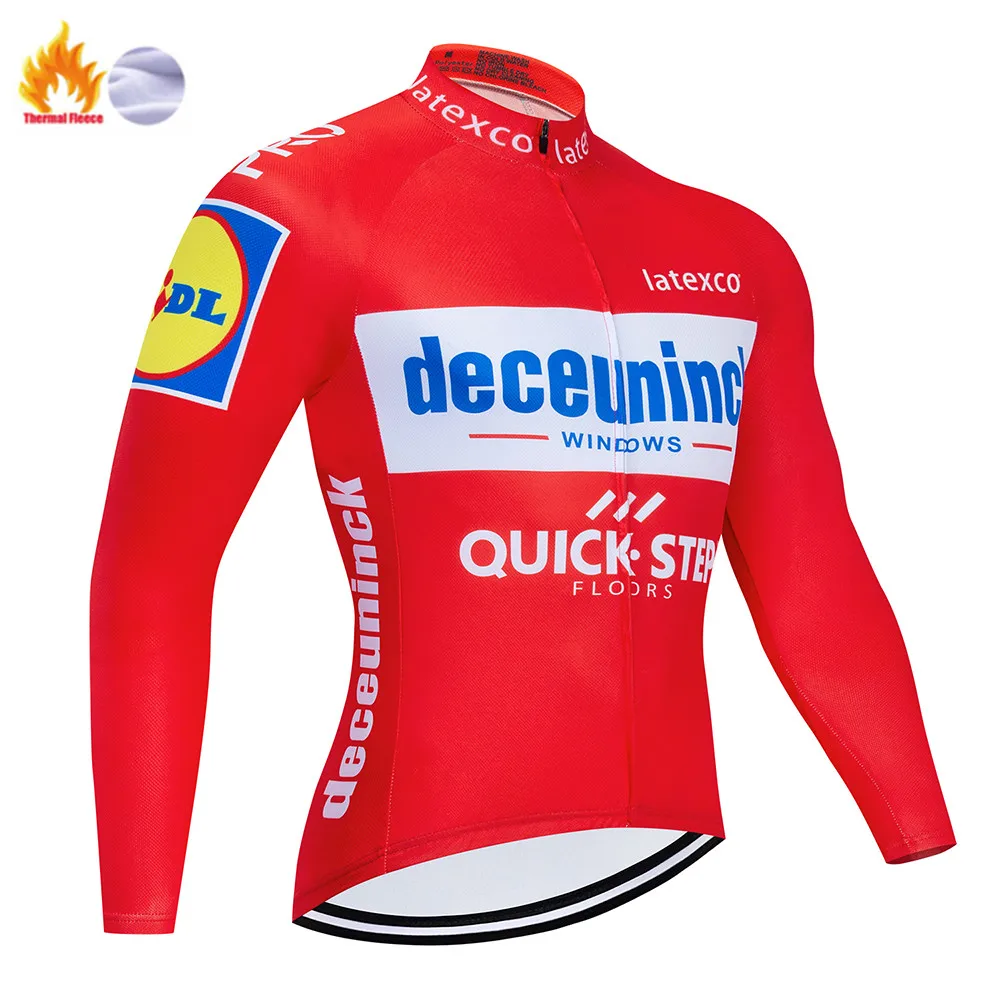 Winter Jersey Pro Team QUICK STEP Велоспорт Джерси 9D нагрудник набор Бельгийская велосипедная одежда мужская зимняя теплая флисовая велосипедная Одежда для велоспорта - Цвет: Winter Jersey