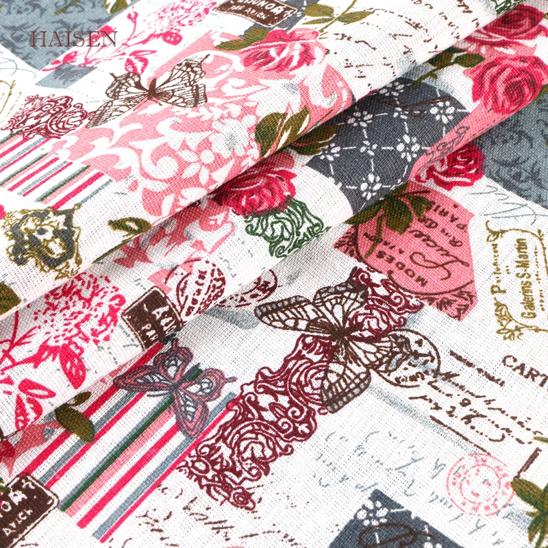 Тканевая ткань из хлопка и льна с принтом для квилтинга шитья сделай сам диванная