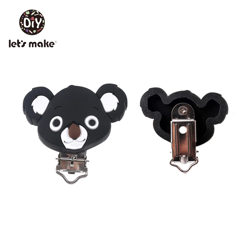 Koala Black Let's make/1 шт. силиконовый Прорезыватель для зубов, зажимы для соски, жемчужные силиконовые бусины, круглая звезда, зажимы для пустышки, уход за зубами, Детские аксессуары - Цвет: Koala Black