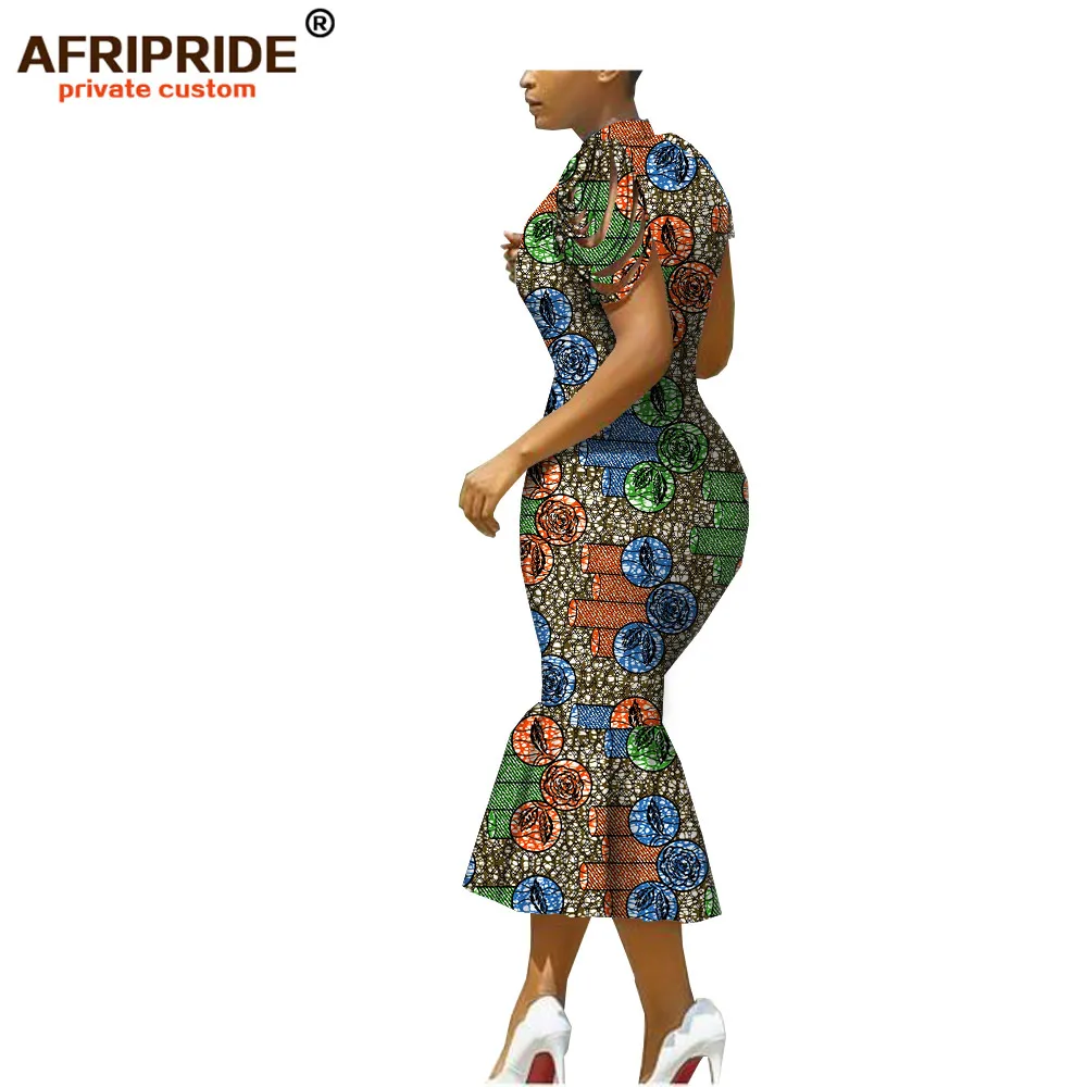 Afripride, африканские платья для женщин, сделанные на заказ, открытые рукава, длина до середины икры, женское Хлопковое платье-труба A1825099 - Цвет: 560J
