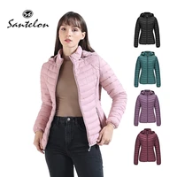 santelon winter women padded jacket slim short parka outdoor warm clothes portable store in a bag ultralight coat for chile