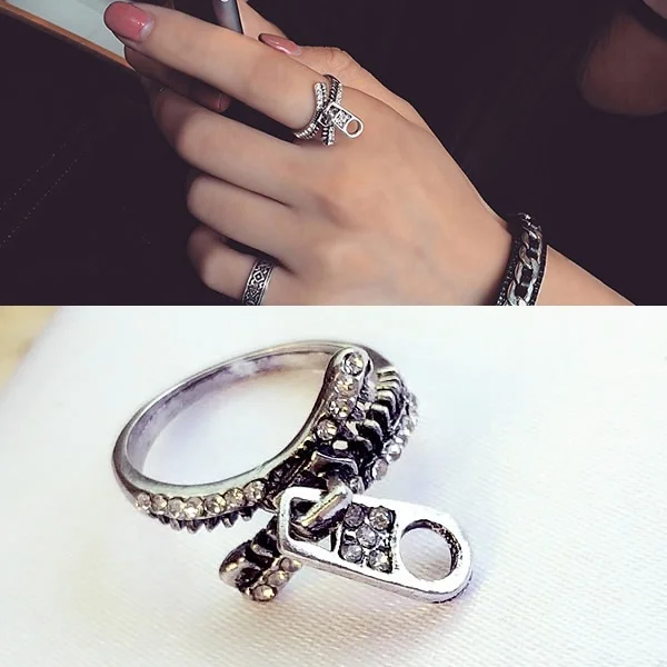 Указательное кольцо Ювелирное ретро циркон на молнии кольца для женщин
