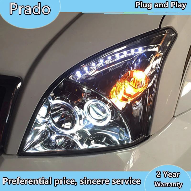 

Car styling for Toyota 2003-2009 Prado LED headlight LED DRL Hid Head Lamp Angel Eye Bi-Xenon double beam headlight Accessories