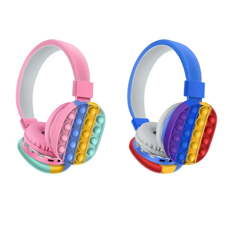 2021 headphone fidget toy decompression попит creative silicone headset toy fidget wireless headphone toy tie dye headphone f