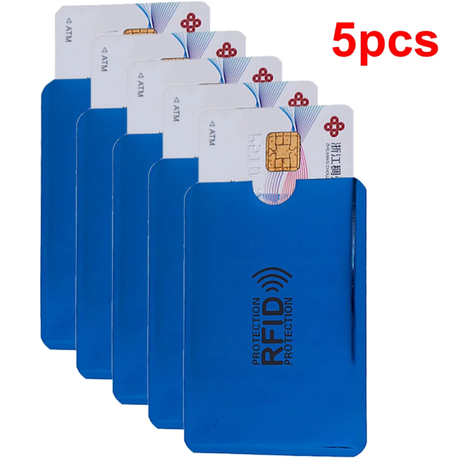 5pcs Анти Rfid кошелек Блокировка ридер замок банк держатель для карт Id банковский Чехол для карт металлический держатель для кредитных NFC алюминий 6*9,3 см - Цвет: 5pcs