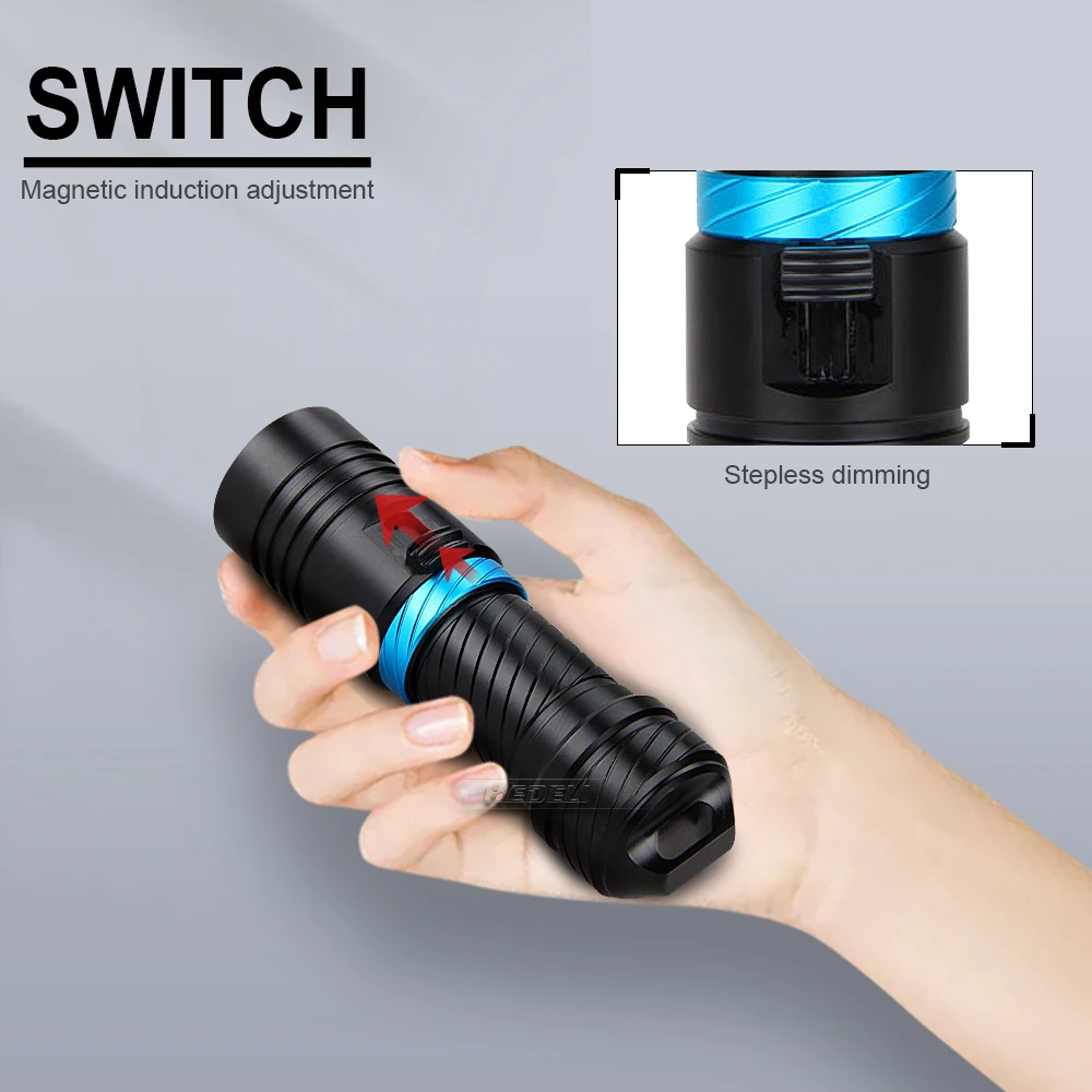 Фонарик для дайвинга 100 м cree led xm l2 перезаряжаемый 18650 26650 подводный светильник